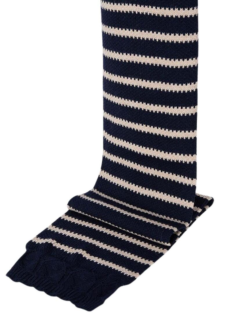Set Mayoral cappello e sciarpa a righe blu marino per bambina