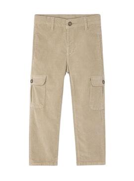 Pantaloni cargo Mayoral in velluto a coste beige per bambino