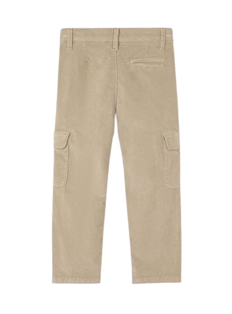 Pantaloni cargo Mayoral in velluto a coste beige per bambino