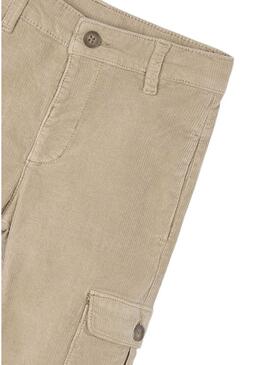 Pantaloni cargo Mayoral in velluto a coste beige per bambino