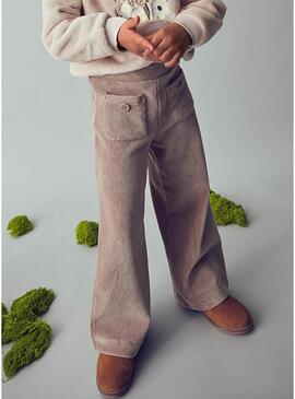 Pantaloni Mayoral in velluto a coste beige per bambina