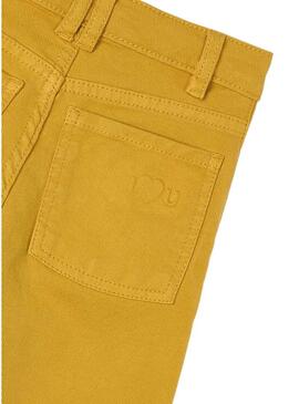 Pantaloni Mayoral in twill giallo per bambina