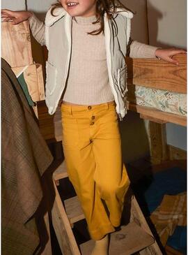 Pantaloni Mayoral in twill giallo per bambina