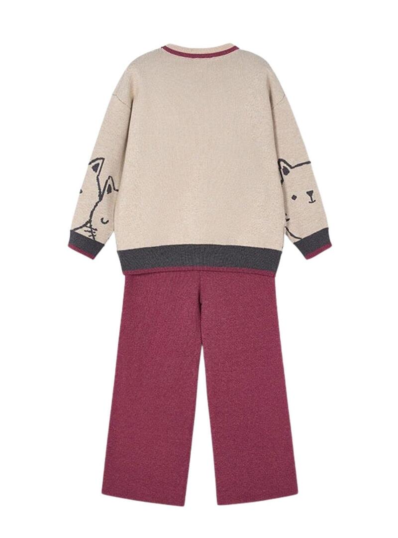 Abito pantaloni e maglione Mayoral bordeaux per bambina
