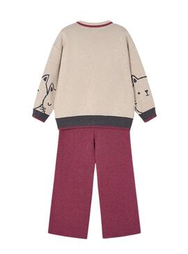 Abito pantaloni e maglione Mayoral bordeaux per bambina