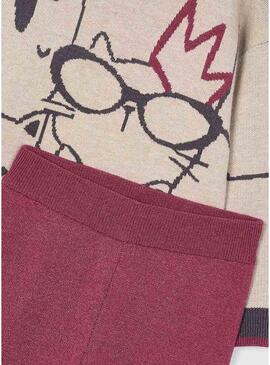 Abito pantaloni e maglione Mayoral bordeaux per bambina