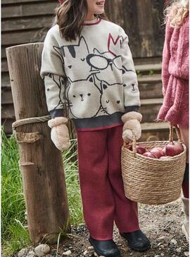 Abito pantaloni e maglione Mayoral bordeaux per bambina