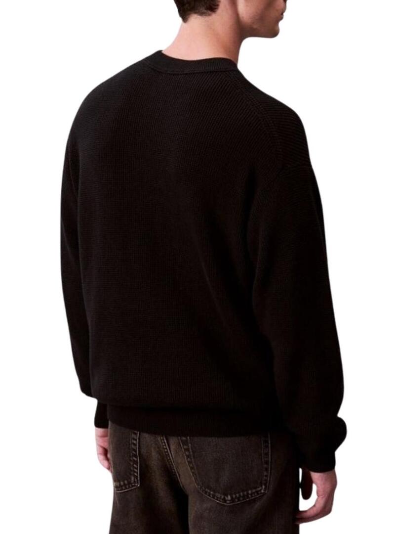 Maglia Calvin Klein Waffle nera per uomo