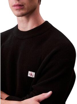 Maglia Calvin Klein Waffle nera per uomo