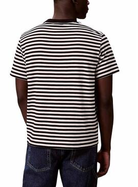 Maglietta Calvin Klein con stampa monologo a righe nere per uomo