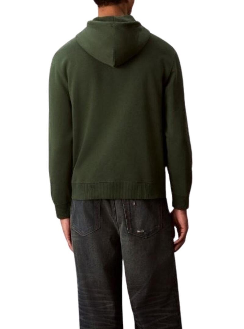 Felpa Calvin Klein Micro Monologo con cappuccio verde per uomo