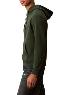 Felpa Calvin Klein Micro Monologo con cappuccio verde per uomo