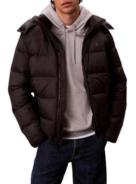 Giacca in piumino Calvin Klein con cappuccio nera per uomo.