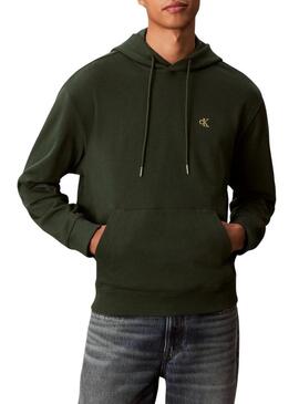 Felpa Calvin Klein Monogram con cappuccio verde per uomo