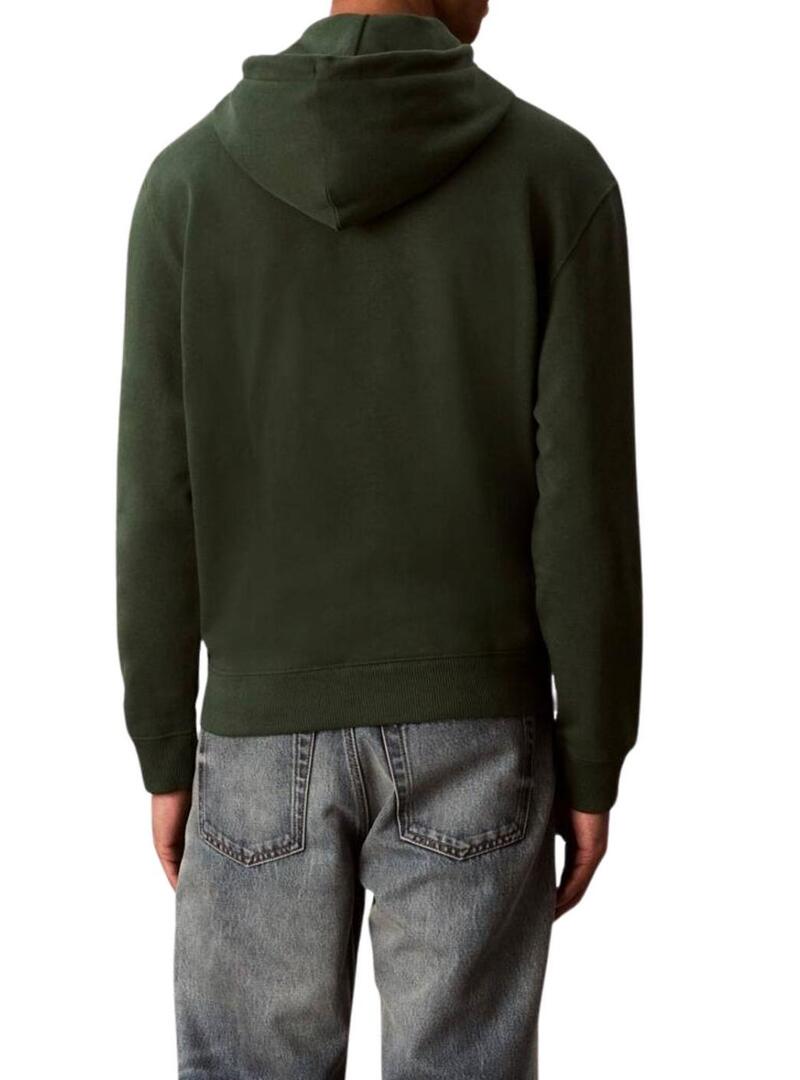 Felpa Calvin Klein Monogram con cappuccio verde per uomo