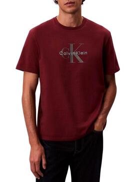 Maglietta Calvin Klein Monologo bordeaux per uomo