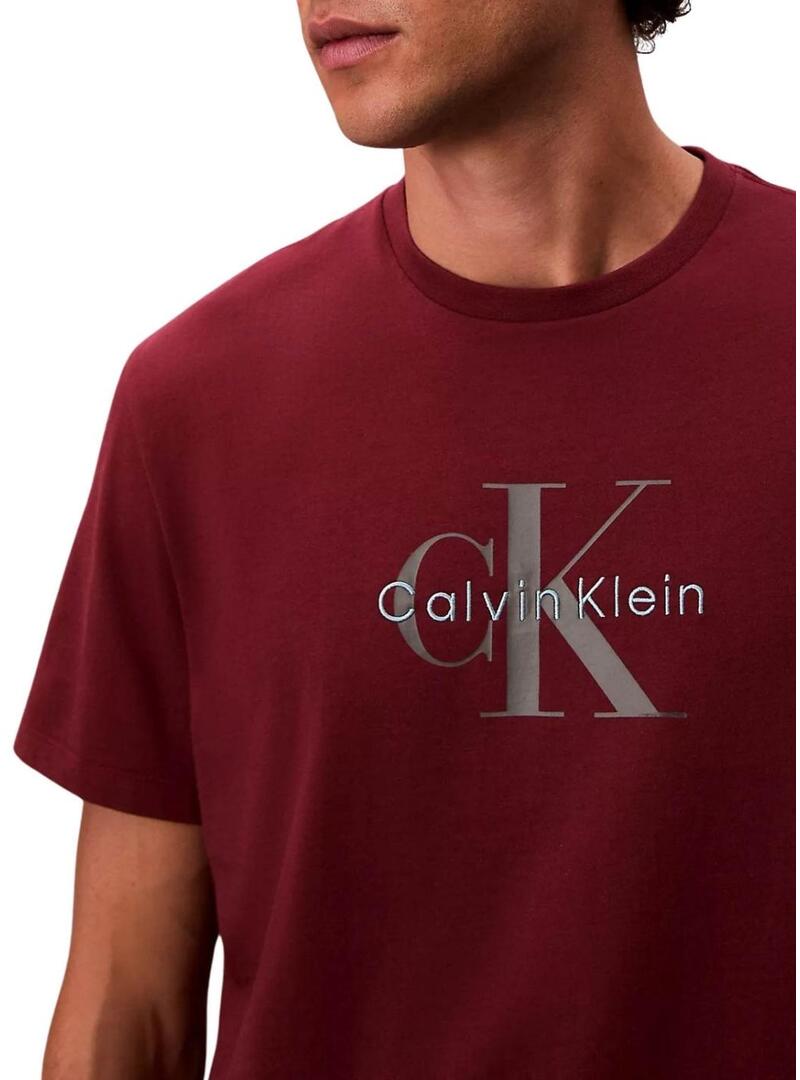 Maglietta Calvin Klein Monologo bordeaux per uomo