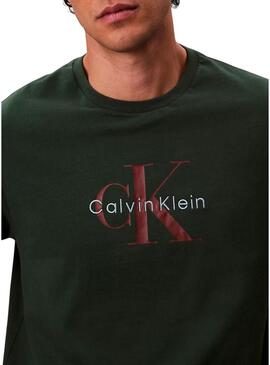 Maglietta Calvin Klein Monologo verde per uomo
