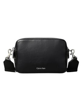 Borsa Calvin Klein nera a doppia zip per donna.