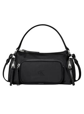 Borsa Calvin Klein tasche in nylon nero satinato per donna