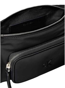 Borsa Calvin Klein tasche in nylon nero satinato per donna