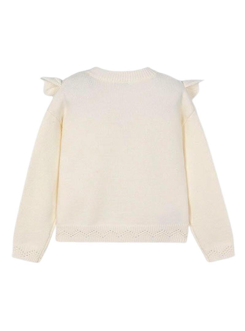 Maglia Mayoral a maglia traforata beige per bambina