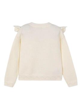 Maglia Mayoral a maglia traforata beige per bambina