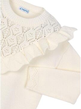 Maglia Mayoral a maglia traforata beige per bambina