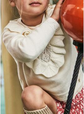 Maglia Mayoral a maglia traforata beige per bambina