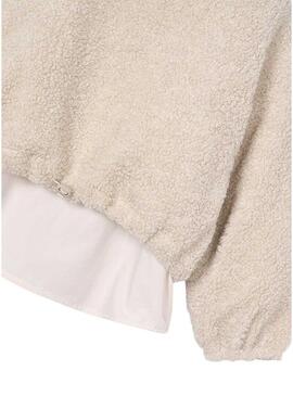 Felpa Mayoral combinata con sherpa beige per bambina