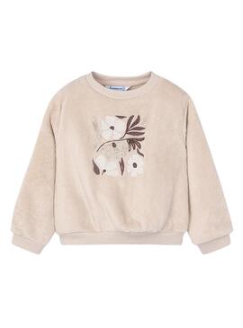 Felpa Mayoral con fiori beige per bambina