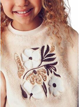 Felpa Mayoral con fiori beige per bambina