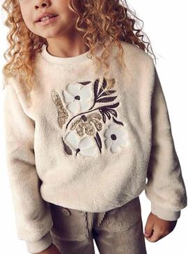 Felpa Mayoral con fiori beige per bambina