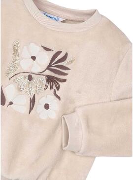 Felpa Mayoral con fiori beige per bambina