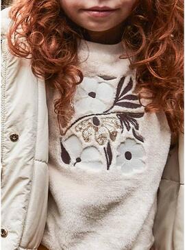 Felpa Mayoral con fiori beige per bambina