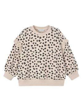 Felpa Mayoral a volant maniche beige per bambina