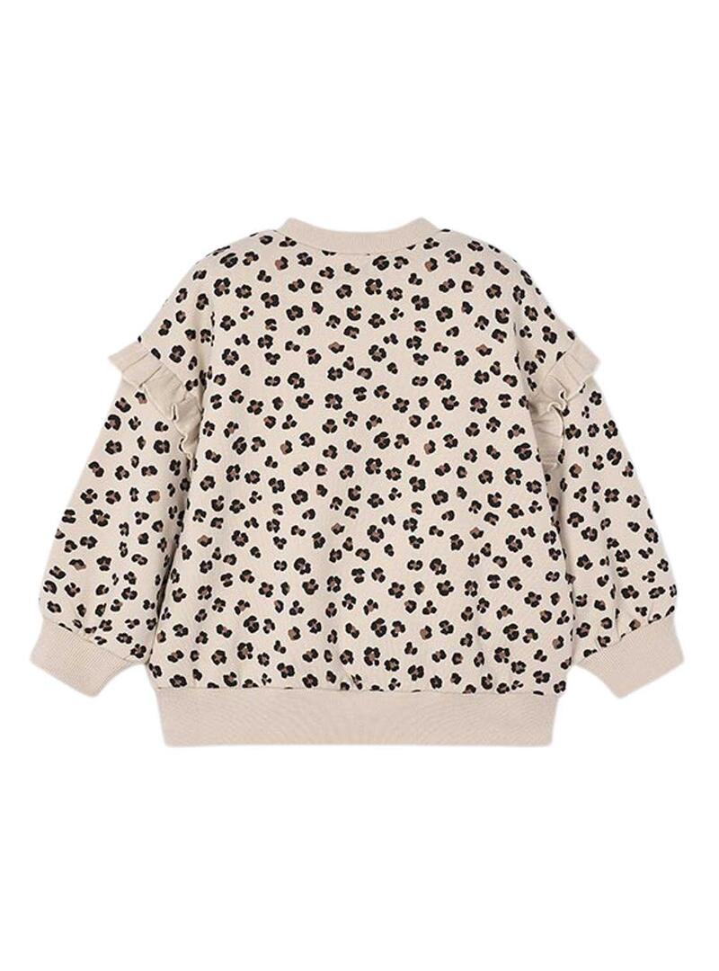 Felpa Mayoral a volant maniche beige per bambina