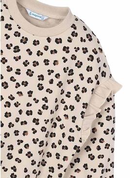 Felpa Mayoral a volant maniche beige per bambina