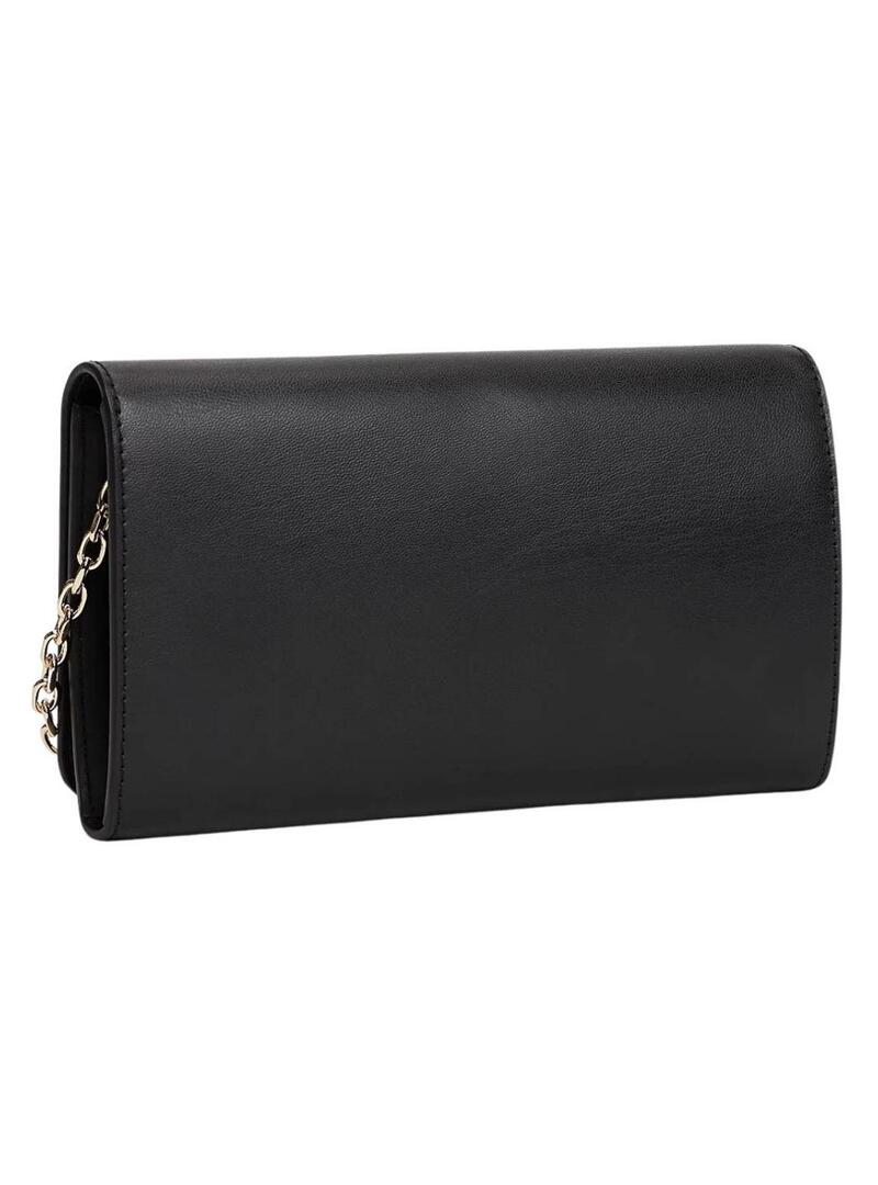 Borsa Tommy Hilfiger Icon con pattina e tracolla nera da donna.