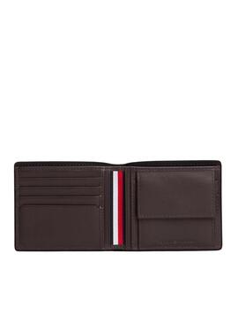 Portafoglio in pelle pieghevole Corporate di Tommy Hilfiger con portamonete marrone per uomo