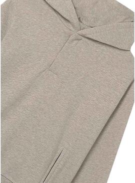Felpa Mayoral con cappuccio e patella beige per bambino