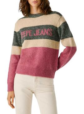 Maglia Pepe Jeans Carlis a righe color block per donna
