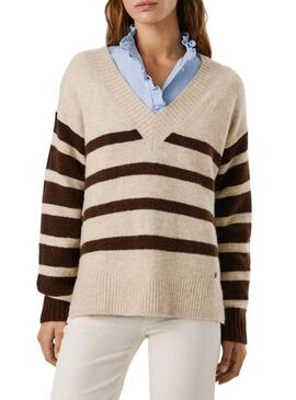 Maglia a righe Pepe Jeans Cecil con scollo a V per donna