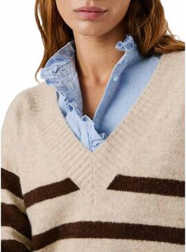 Maglia a righe Pepe Jeans Cecil con scollo a V per donna