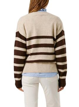 Maglia a righe Pepe Jeans Cecil con scollo a V per donna