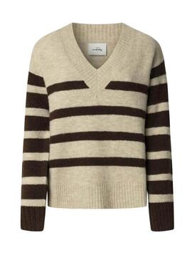 Maglia a righe Pepe Jeans Cecil con scollo a V per donna