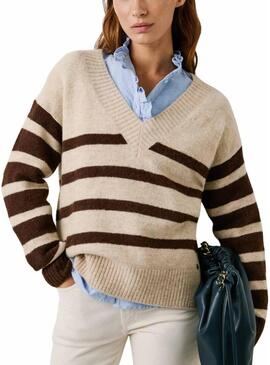 Maglia a righe Pepe Jeans Cecil con scollo a V per donna