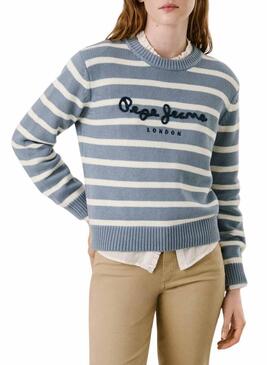 Maglia a righe blu Pepe Jeans Caprice stampata per donna