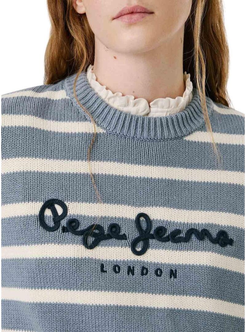 Maglia a righe blu Pepe Jeans Caprice stampata per donna