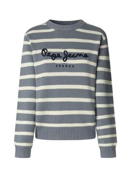 Maglia a righe blu Pepe Jeans Caprice stampata per donna